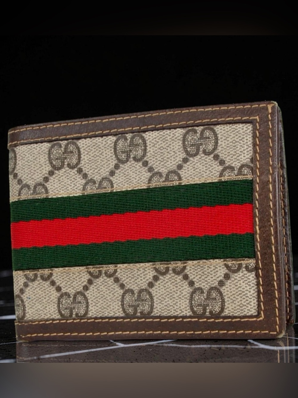 GUCCI Accessory Collection Vintage Sherry Line Bifold Wallet ❤️‍🔥